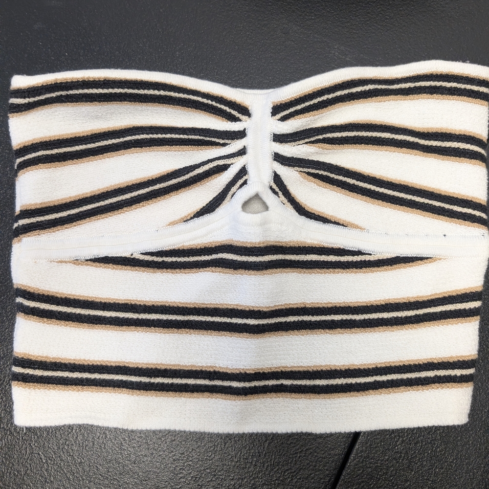 American Eagle Outfitters Black and White Striped Crop Top